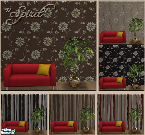 Sims 2 — Spirit by FaronDesign — The \"Spirit\" set contains of 6 wallpapers, 2 patterns in 3 colours each. Mac