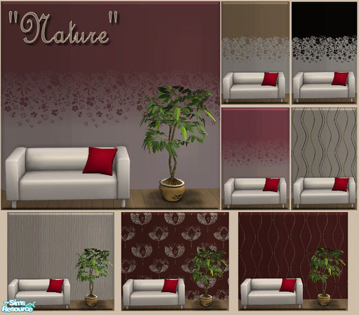 Sims 2 — Nature by FaronDesign — The \"Nature\" set contains 8 wallpapers, one in 4 different colours, one in 2