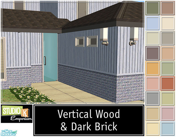 Sims 2 — Studio K Vertical Wood & Dark Brick_02 by StudioKhagerks — 