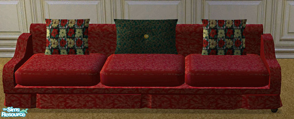 Sims 2 — Christmas Time Livingroom Sofa by lisa9999 — Christmas red damask sofa.