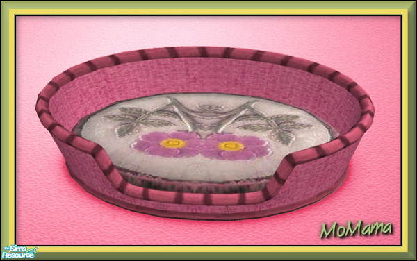 Sims 2 — NK Pink Pet Baskets - Pnk Applique by MoMama — Applique flowers in a basket of pink weave.