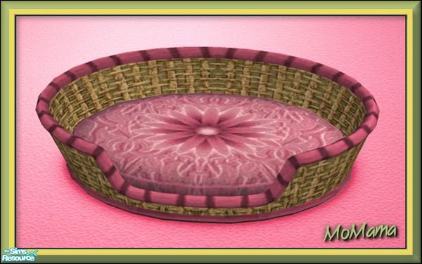 Sims 2 — NK Pink Pet Baskets - Pink Lace by MoMama — For the delicate pet, here is a pink lace cushion in a tan woven