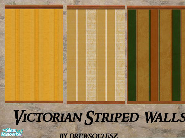 Sims 2 — VICTORIAN STRIPED WALLS by drewsoltesz — Three distinct Victorian era striped walls, ideal for your
