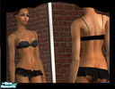 Sims 2 — VS: Black Ruffled Swimsuit by devikat — Sexy Victoria\'s Secret bikini. Black ruched top and ruffled short skirt