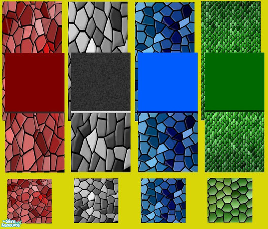 Sims 2 — Mosaic Walls and Floors Set 1 by Tricross — Each item costs 5 in game. Enjoy.