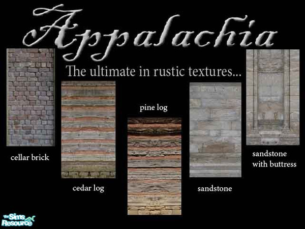 Sims 2 — Appalachia Rustic Wall Set by bgbdwlf408 — Experience the romance of rustic Appalachia with these authentic
