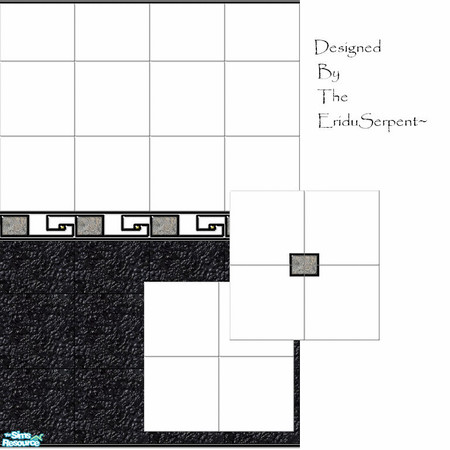 Sims 2 — Black n White Ceramic Modern Wall & Floor Set by eriduserpent — Very modern, sleek looking set. One tiled