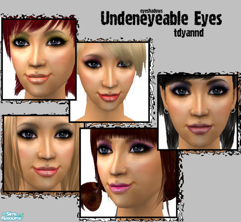 Sims 2 — UndeEYEable Eyes  by tdyannd — A set of 5 powder eye shadows, none of that glossy glittery stuff.