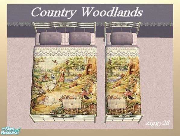 Sims 2 — Country Woodlands Bedding by ziggy28 — This file is for the single and the double bedding and will work on all