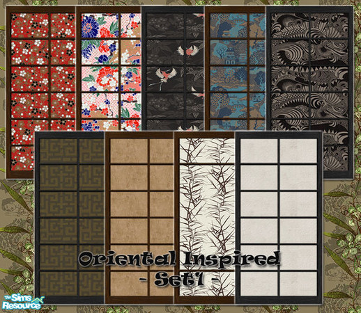 Sims 2 — Oriental Inspired - Set1 by Donnha — Oriental inspired walls, made to match Maxi BV Walls.