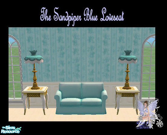Sims 2 — Sandpiper Livingroom Blue Collection - 1 Loveseat by LD202 — this is nice color of blue recolor of maxi\'s