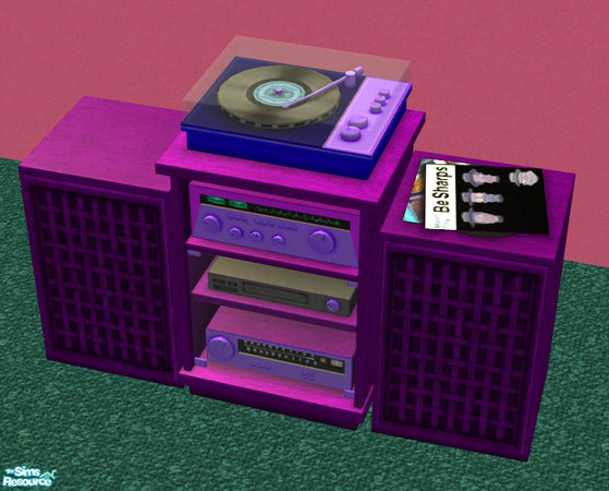 Sims 2 — The Simpsons: TV Room - Stereo by starstrucsims — Recolour of the Hi-Fi with Vintage Turntable for the Simpsons