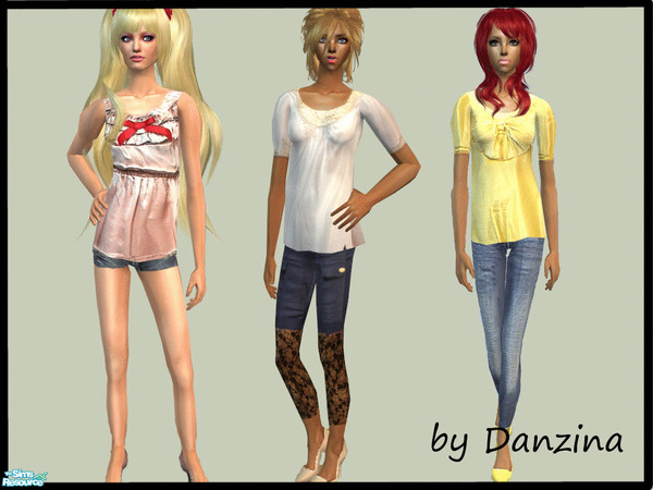 Sims 2 — Everyday 1 by danzina — a set of 3 everyday outfits, all from the same mesh. mesh is from the glamorous lounge
