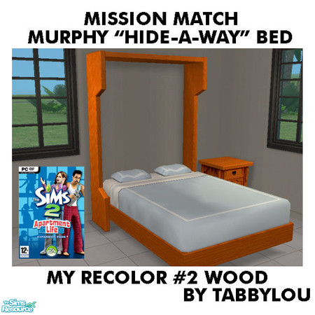 Sims 2 — TL - MM MurphysHide-AwayBedFrame Recolor02Wd by TabbyLou — My Recolor #2 Wood Recolor of Apartment Life EP\'s