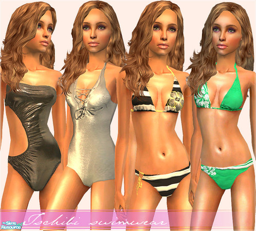 Sims 2 — more swimwear! - for teens by justtschibi — A set of two new bikinis and 2 swimsuits :) Happy simming^^