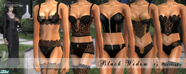 Sims 2 — BLACK WIDOW by perelinka — Set of black lingerie.