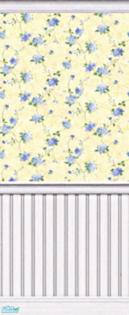 Sims 2 — Hydrangia Wall Papers - Hydrangia 4 by lisa9999 — Hydrangia wall paper with white wainscoting and ceiling
