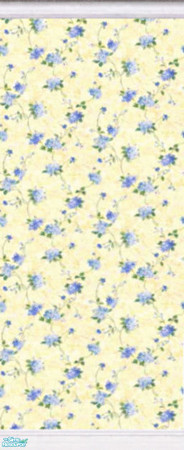Sims 2 — Hydrangia Wall Papers - Hydrangia 3 by lisa9999 — Hydrangia wall paper with oak ceiling and baseboard molding.
