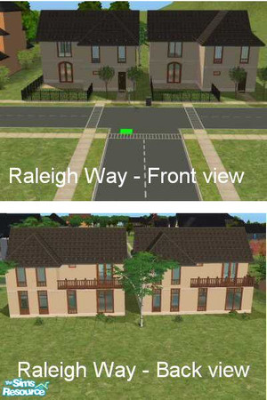 Sims 2 — Raleigh Way by gil_shalos — 2 Family sized houses on a 2x2 lot. Ground floor consists of lge entrance hall,