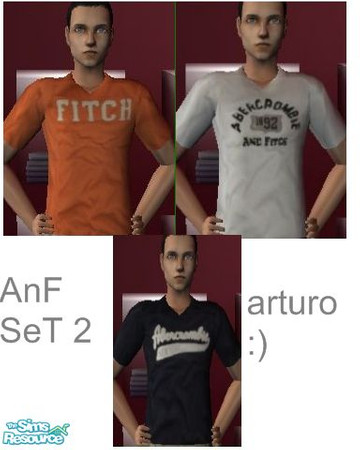 Sims 2 — aNf_set2 by arturo760 — black, white, and orange abercrombie and fitch tees 