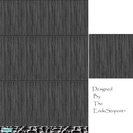 Sims 2 — Pebble Panel Wall & Floor Set by eriduserpent — Black textured concrete with a black pebble border...one
