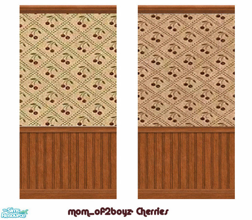Sims 2 — Cherries-Kitchen Wallpaper-Set by mom_of2boyz — A set of two new wallpapers, both decorated with cherries.