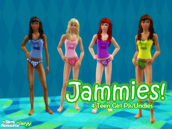 Sims 2 — Jammies! by butteryy — 4 cute outfits for teen girls to wear as undies or as pajamas :]