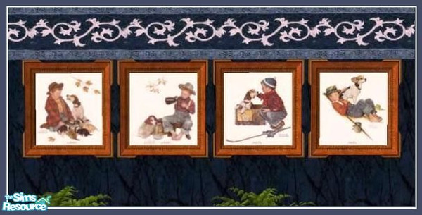 Sims 2 — Paintings Boy and Dog Set by cat3cm — by cat3cm