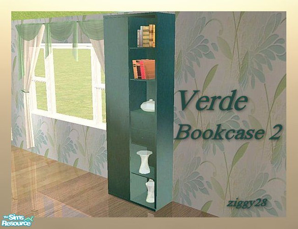 Sims 2 — Verde LivingRoom - Bookcase 2 by ziggy28 — A re-colour of the Cannes Living Room bookcase no.2 by Chrissie at