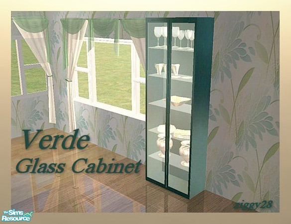 Sims 2 — Verde LivingRoom - Glass Cabinet by ziggy28 — A re-colour of the Cannes Living Room glass cabinet by Chrissie at
