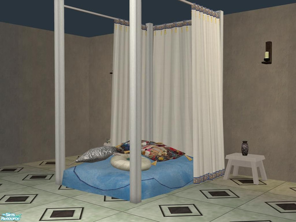 Sims 2 — Ancient Bed - Bed recolor blue by ShinoKCR — Based on Solfal\'s Strawbed with correct animations