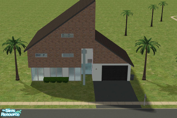 Sims 2 — Triangular Modern Living by sillyworld — NOTE: To place things on the third story, you need to enable