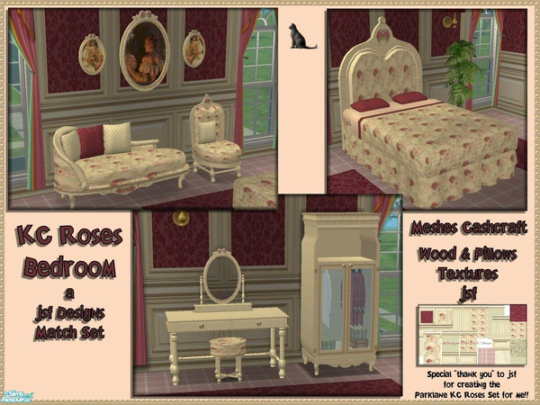 Sims 2 — KC Roses Bedroom by KatCat — Thanks to jsf for creating a spectacular wallpaper/flooring set for me! Using the