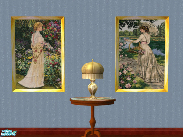 Sims 2 — Garden Girls Wall Art by lisa9999 — Two beautiful victorian girl in the garden.