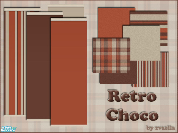 Sims 2 — Retro Choco by zvaella — A set of 4 walls and 6 floors in orange, creamy white and brown. 4$ piece. Enjoy! :)