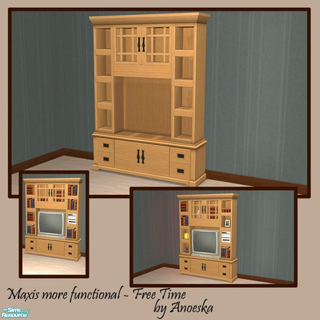 Sims 2 — MMF - Free Time - Entertainment Centre Cabinet by AnoeskaB — Empty Cabinet with 11 slots to place all kinds of