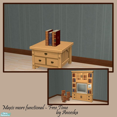 Sims 2 — MMF - Free Time - Entertainment Centre Books 1 by AnoeskaB — Books usable as bookcase. Can be placed on all