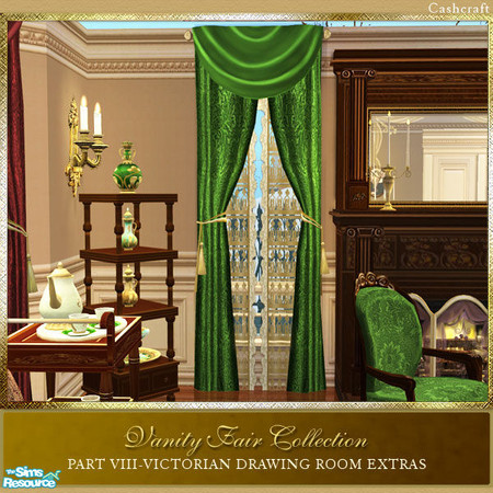 Sims 2 — VF Drawing Room Extras - Curtain Green by Cashcraft — Vanity Fair Drawing Room Extras, Part VIII. Part VIII is
