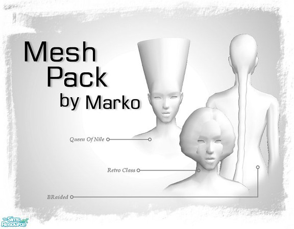 Sims 2 — Hair mesh pack by Marko — This set includes three yet unpublished hair meshes I made that you can use for