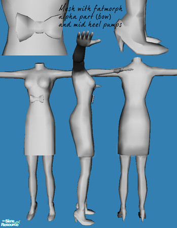 Sims 2 — Mesh B-bettina Blairformals Kneeskirtwithmidheelpumps Bowalphapart by b-bettina — Mesh for AF/YAF. Features: bow