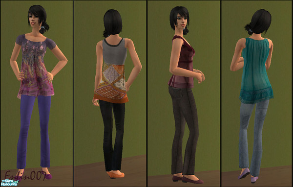 Sims 2 — 4 tunic set by enfin007 —  