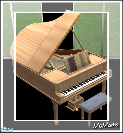 Sims 2 — NK Grand Pianos - Cinnamon Loire Ash by MoMama — A grand piano in a bright Cinnamon Loire Ash with a bench