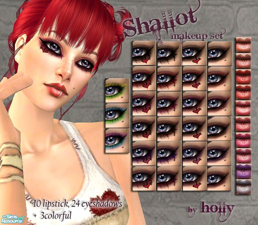 Sims 2 — Shallot by *Holly — Shallot - set of 10 lipstick and 24 eyshadows [+ 3 colorful] for your female sim! Enjoy! ^^