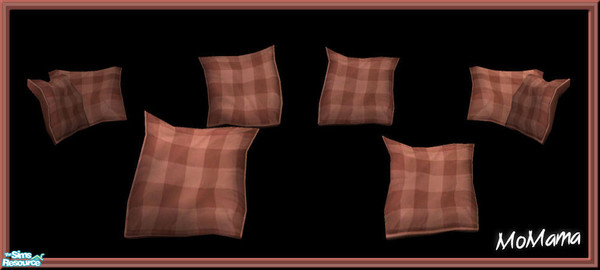 Sims 2 — NK Floppy Cushions Plaid Dark Rose by MoMama — A dark rose plaid set of cushions for your sofa. Can be mixed and
