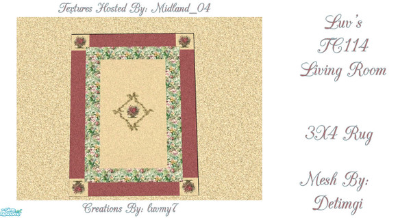 Sims 2 — Luvs TC114 Living Room -  3x4 Rug by luvmy7 — A Living Room I recolored using the awesome textures of TC114