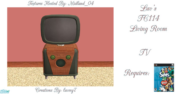 Sims 2 — Luvs TC114 Living Room -  TV by luvmy7 — A Living Room I recolored using the awesome textures of TC114 hosted