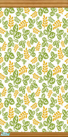 Sims 2 — Kitchen Essentials Part 1 wall 2 by katalina — A pretty kitchen leaf wall with a real cabinet that matches the