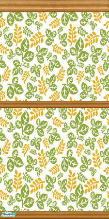 Sims 2 — Kitchen Essentials Part 1 wall 3 by katalina — A pretty kitchen leaf wall with a real cabinet that matches the