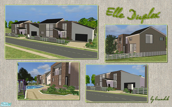 Sims 2 — Elle Duplex by lirunchik — Wonderful duplexes for small family. Includes 1 car garage, split level stair, pool,