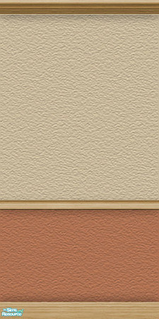 Sims 2 — NK Rustys Rec Room - Wall by MoMama — A plain wall with beige on top and rust on bottom and golden baseboard,